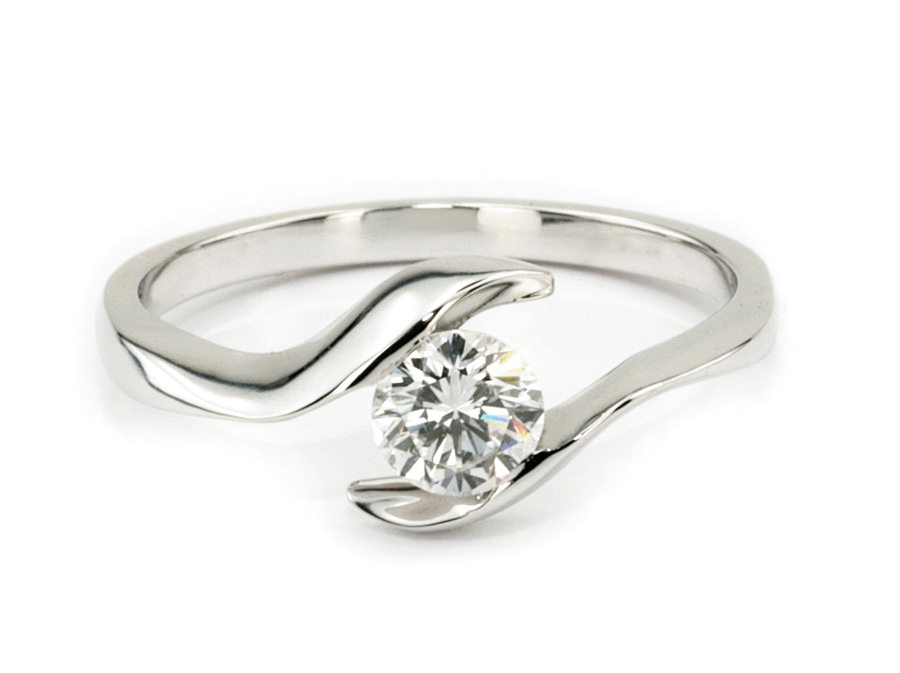 Pierścionek z palladu z brylantem 850 - pll_20045br_Si_G — zdjęcie 2