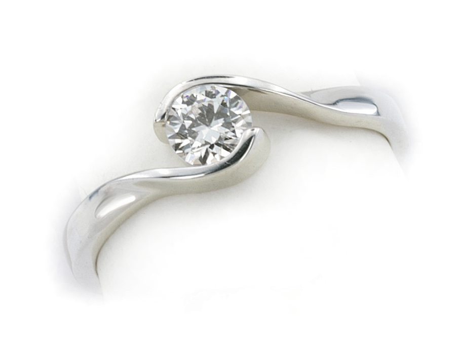 Pierścionek z palladu z brylantem - pll_542bbr_VS_G — zdjęcie 3