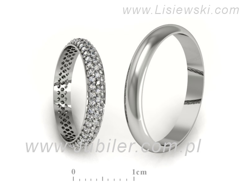 Pallad Obrączki ślubne z brylantami próba 850 - pll_S34130T98b - 1