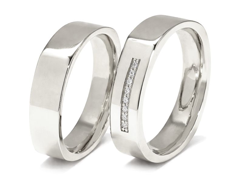 Złote Obrączki z brylantami białe złoto 585 - pp50160351b