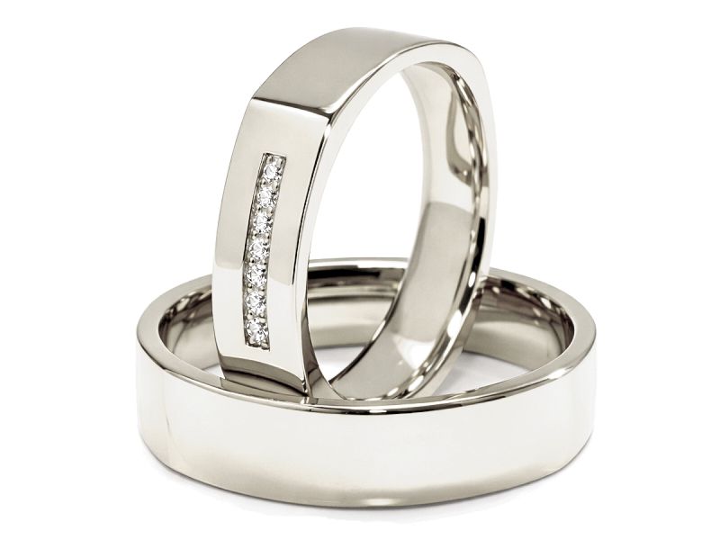 Złote Obrączki z brylantami białe złoto 585 - pp50160351b — zdjęcie 3