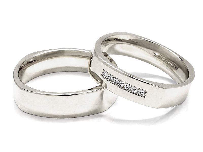 Złote Obrączki z brylantami białe złoto 585 - pp50160351b — zdjęcie 2