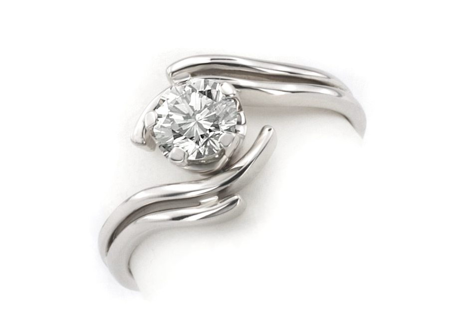 Pierścionek z platyny z brylantem 950 - pt20019br_VvS_F — zdjęcie 3