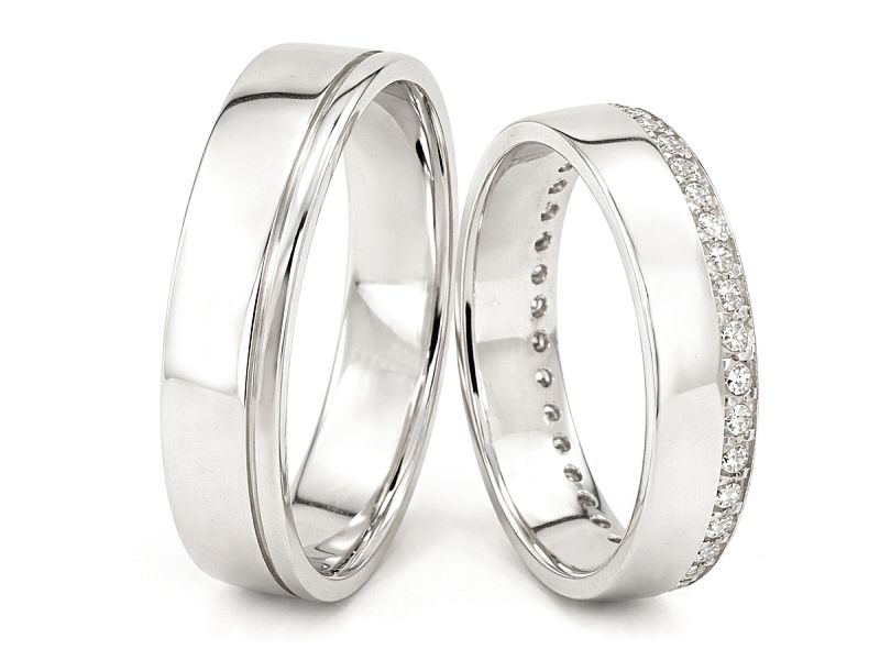 Obrączki ślubne platyna z brylantami platynowe 950 - pt_s303 — zdjęcie 3