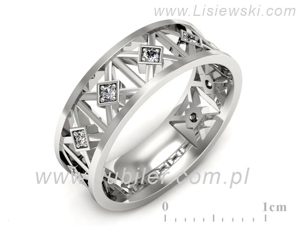 Pierscionek Obrączka z brylantami białe złoto próba 585 - ru9004b- 1
