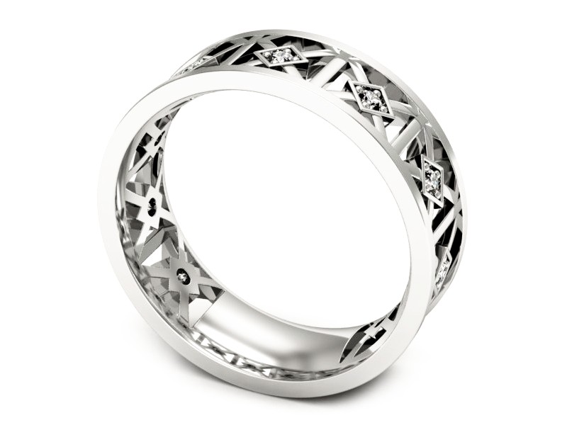 Pierscionek Obrączka z brylantami białe złoto 585 - ru9004b — zdjęcie 3