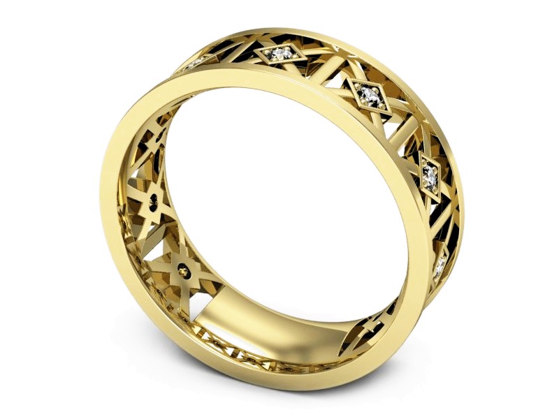 Obrączka z brylantami żółte złoto próba 585 - ru9004z — zdjęcie 3