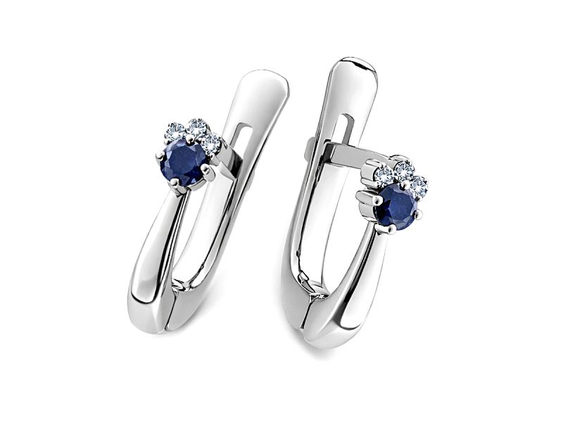 Kolczyki z szafirami i brylantami z białego złota - ru9017b