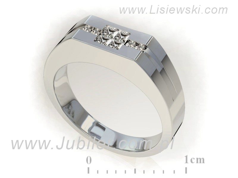 Sygnet męski złoty białe złoto z diamentami - S15092B — zdjęcie 3