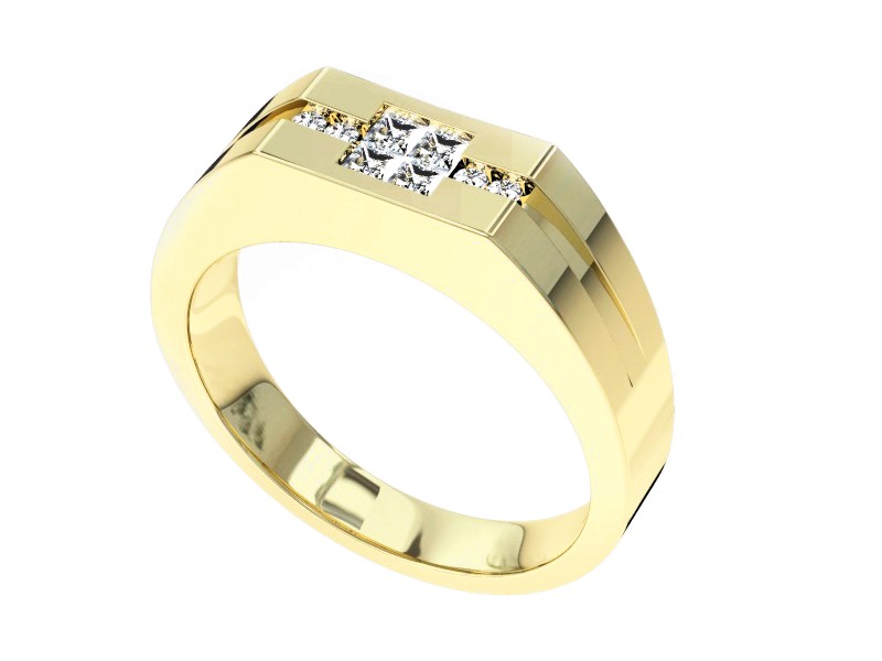 Sygnet męski złoty żółte złoto z diamentami - S15092Z — zdjęcie 3