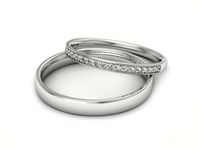 Obrączki ślubne obraczki z diamentami soczewkowe białe 585 - S2030150T218b- 2
