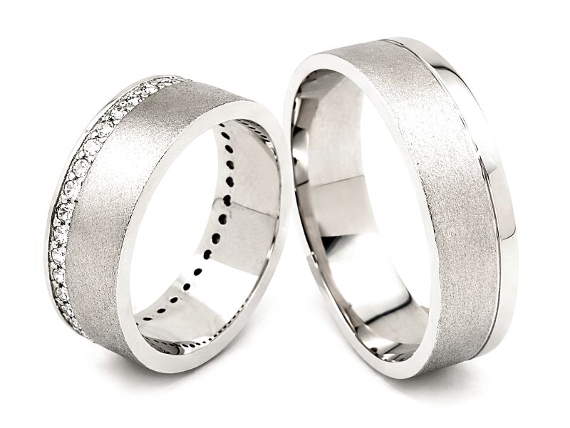 Złote Obrączki z brylantami białe złoto 585 - s300b — zdjęcie 3