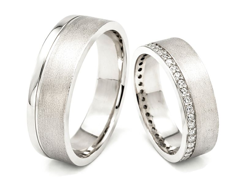 Obrączki z soczewką z brylantami białe złoto - s300b_ — zdjęcie 3