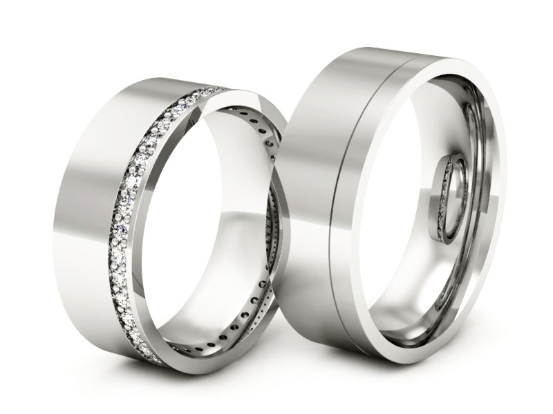 Złote Obrączki z brylantami białe złoto 585 - s300bp — zdjęcie 3