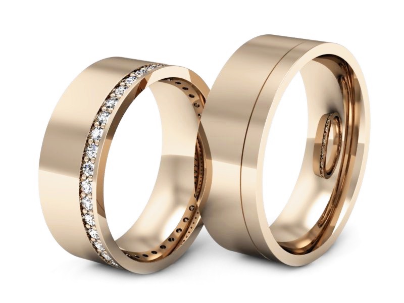 Złote Obrączki z brylantami różowe złoto 585 - s300c — zdjęcie 3