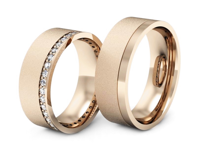 Obrączki z brylantami złote różowe złoto 585 - s300cms — zdjęcie 3