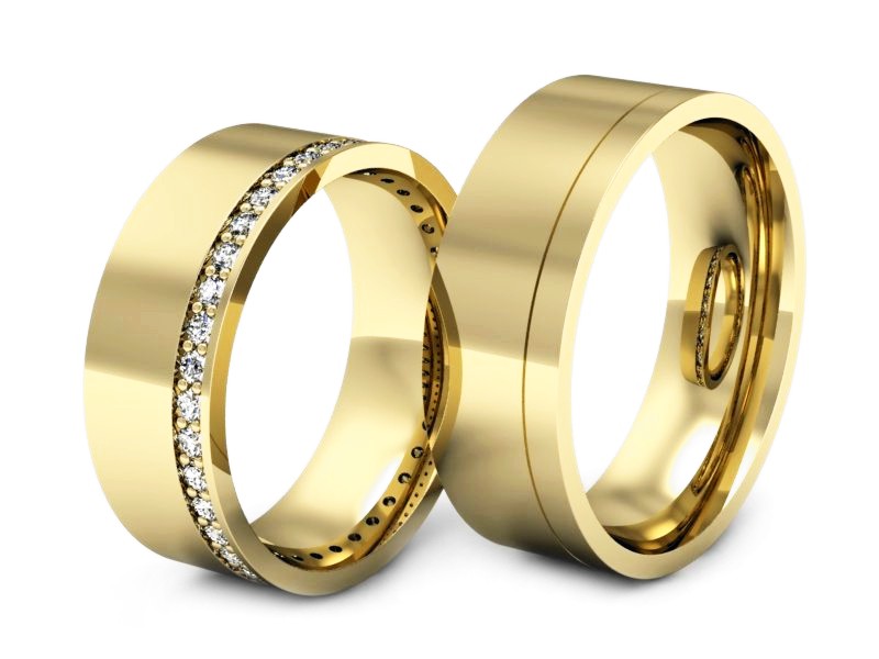 Złote Obrączki z brylantami żółte złoto 14k - s300z — zdjęcie 3