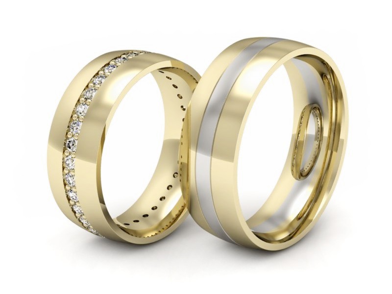 Obrączki z brylantami dwukolorowe złoto 585 - s301_o_ — zdjęcie 3