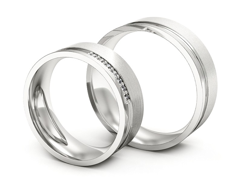 Obrączki z bialego złota z brylantami złote - s302bmp — zdjęcie 3