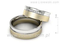 Obrączki ślubne obrączki z diamentami dwukolorowe złoto - s302bzmp- 2