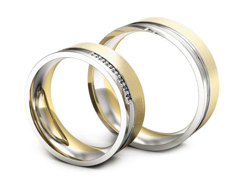 Złote Obrączki z diamentami dwukolorowe złoto - s302bzmp — zdjęcie 3