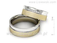 Obrączki ślubne obrączki z diamentami dwukolorowe złoto - s302bzms- 2
