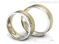 Obrączki ślubne obrączki z diamentami dwukolorowe złoto - s302bzms- 3