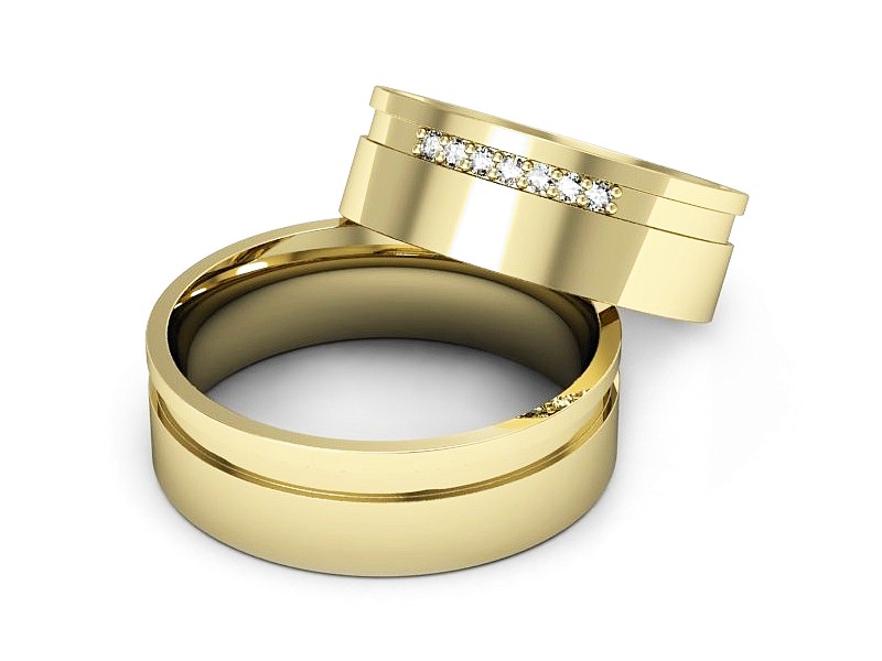 Obrączki ślubne obraczki z brylantami złoto pr 585 - s302z1 — zdjęcie 2