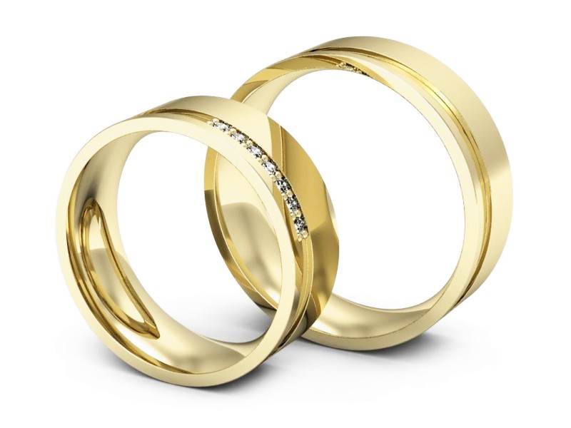 Obrączki ślubne obraczki z brylantami złoto pr 585 - s302z1 — zdjęcie 3