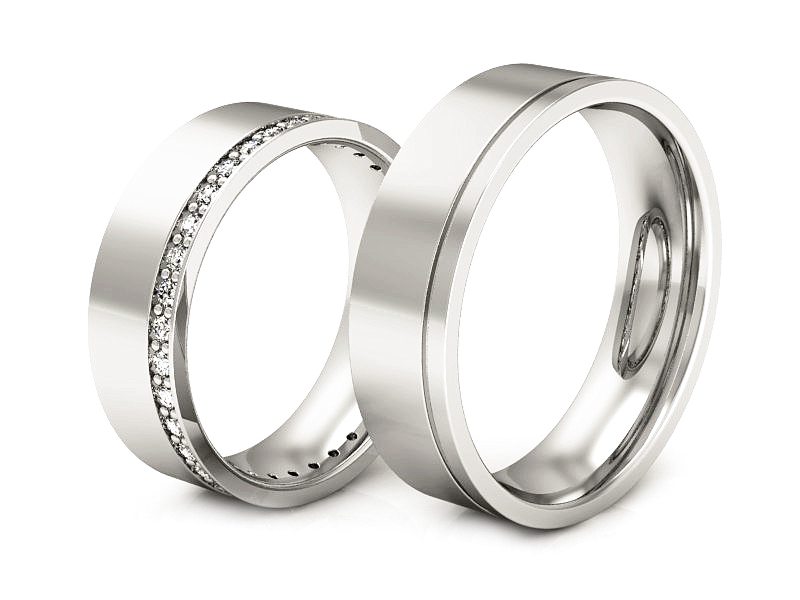 Złote Złote Obrączki z diamentami białe złoto 585 - s303b — zdjęcie 3