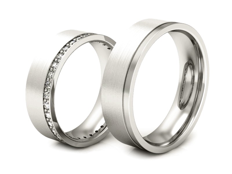 Złote Obrączki z brylantami złote białe złoto 585 - s303bmp — zdjęcie 3