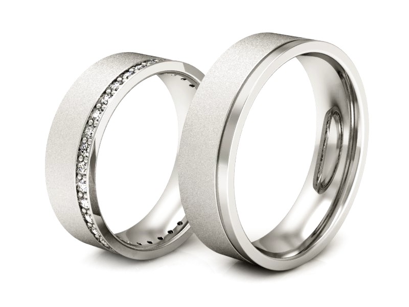 Złote Obrączki z brylantami złote białe złoto 585 - s303bms — zdjęcie 3