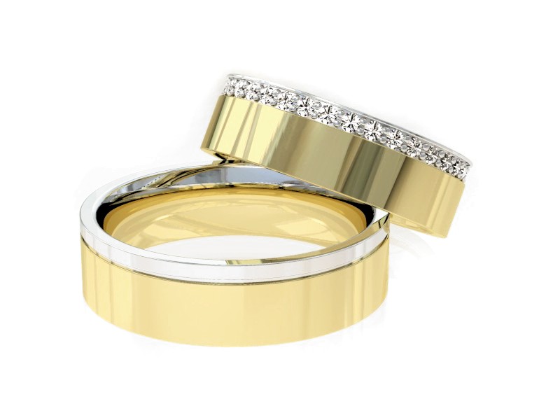 Złote Złote Obrączki z diamentami dwukolorowe złoto - s303bz — zdjęcie 2