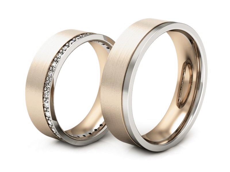Obrączki z diamentami złote różowe i białe złoto - s303cbmp — zdjęcie 3