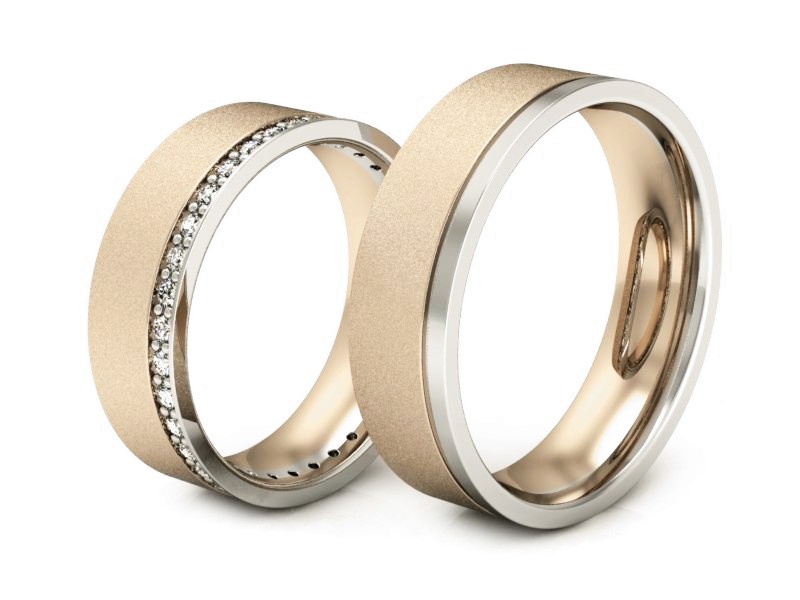 Obrączki z diamentami złote różowe i białe złoto - s303cbms — zdjęcie 3
