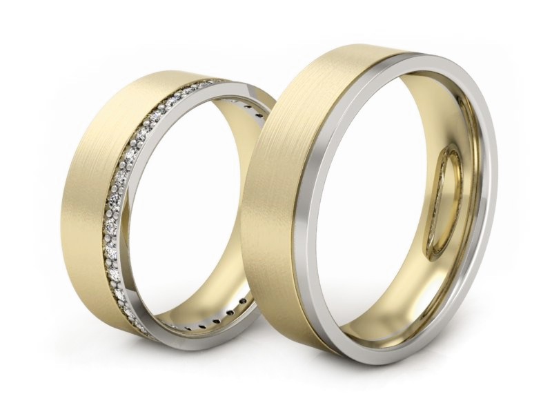 Obrączki z brylantami dwukolorowe złoto 585 - s303zbmp — zdjęcie 3
