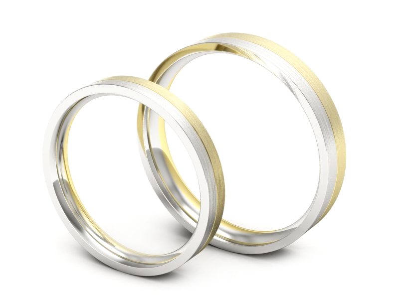Obrączki ślubne białe żółte złoto 585 - S3040150T219zbmp — zdjęcie 3