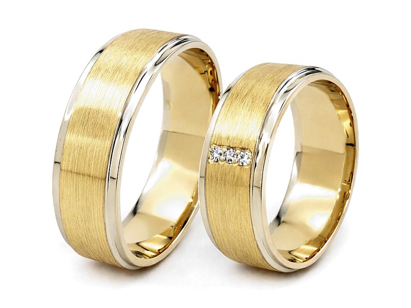 Złote Obrączki z diamentami dwukolorowe złoto - s306