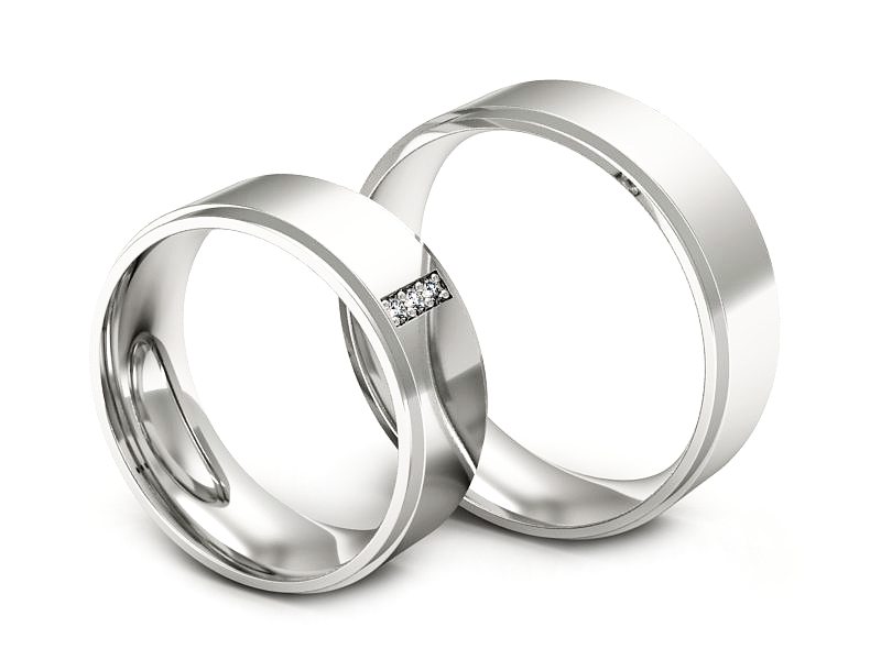 Obrączki z diamentami soczewka białe proba 585 - s306b — zdjęcie 3