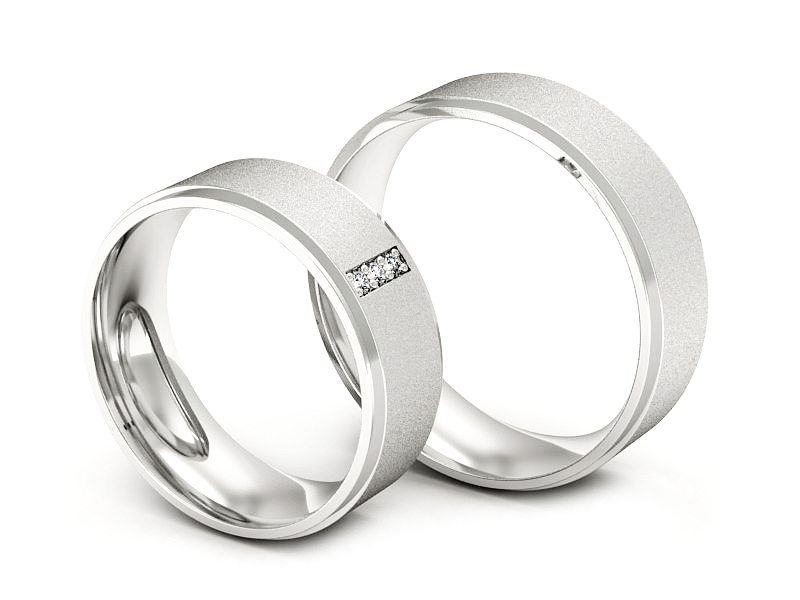 Złote Obrączki z diamentami soczewka białe 585 - s306bms — zdjęcie 3