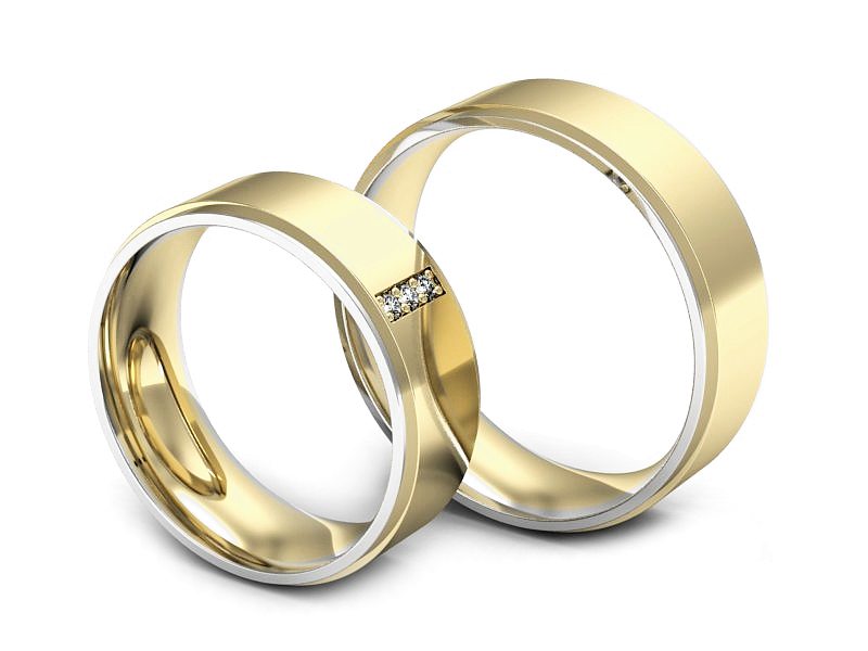 Złote Złote Obrączki z diamentami dwukolorowe złoto - s306zb — zdjęcie 3