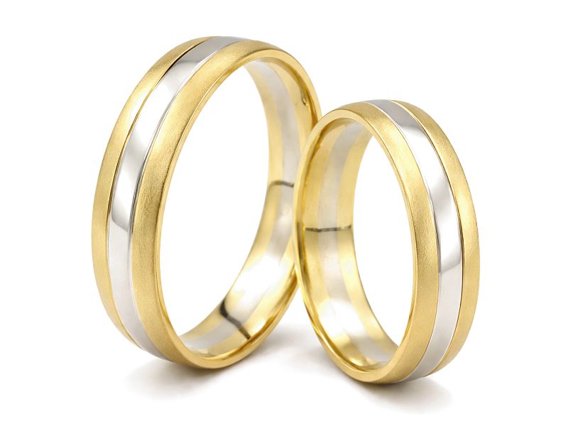 Złote Obrączki biało żółte złoto obrączki złote - s307bz — zdjęcie 3