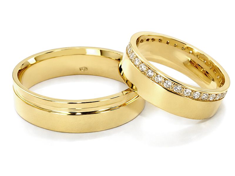 Złote Obrączki z brylantami złote żółte złoto 585 - s312 — zdjęcie 2