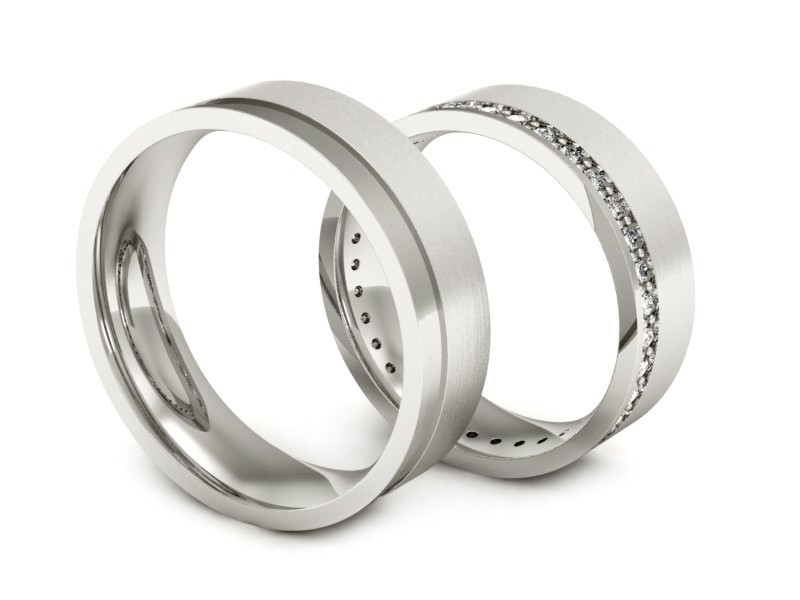 Złote Obrączki z brylantami złote białe złoto 585 - s312bm_o — zdjęcie 3