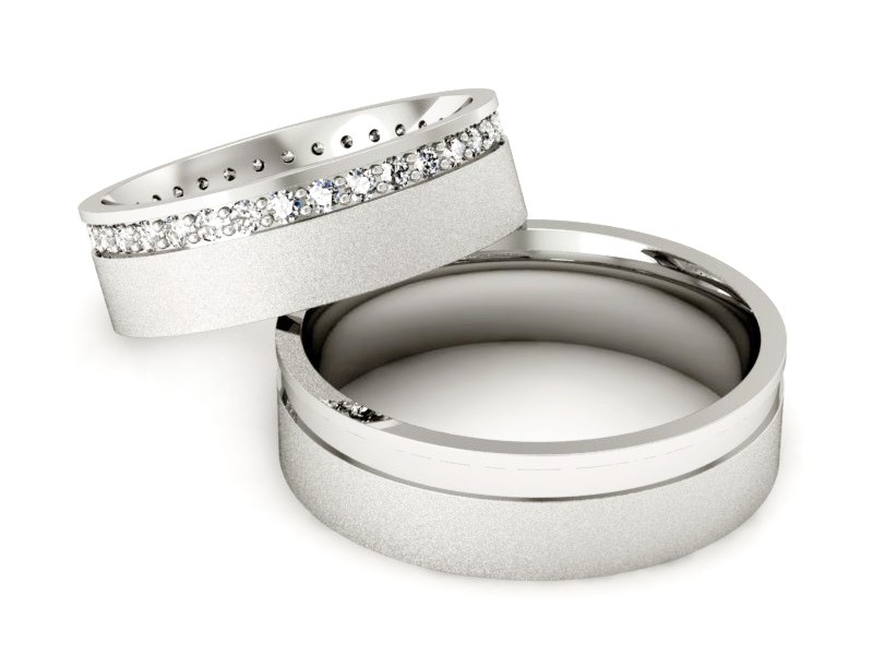 Złote Obrączki z brylantami złote białe złoto 585 - s312bms — zdjęcie 2