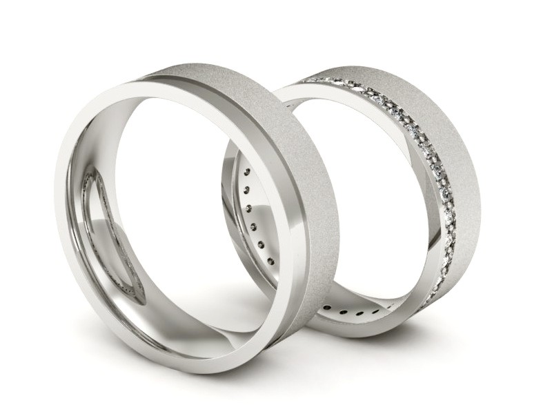 Złote Obrączki z brylantami złote białe złoto 585 - s312bms — zdjęcie 3