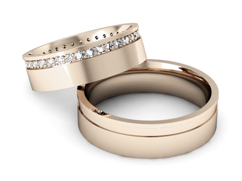 Złote Obrączki z brylantami różowe złoto 585 - s312c — zdjęcie 2