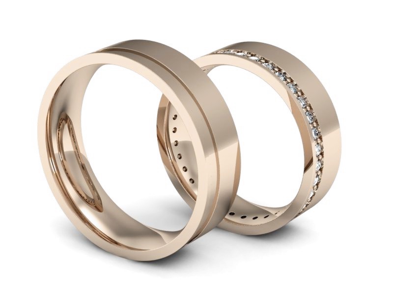 Złote Obrączki z brylantami różowe złoto 585 - s312c — zdjęcie 3