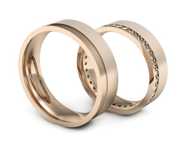 Złote Obrączki z brylantami złote różowe złoto 585 - s312cmp — zdjęcie 3