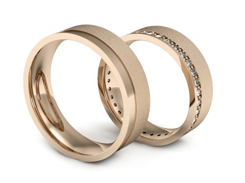Obrączki z brylantami złote różowe złoto 585 - s312cms — zdjęcie 3